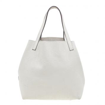 Pre Owned Carolina Herrera Monogram Leather Embossed Matryoshka Tote