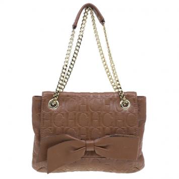 Pre Owned Carolina Herrera Brown Leather Audrey Shoulder Bag