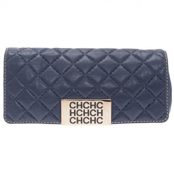Pre Owned Carolina Herrera Blue Quilted Leather Clutch