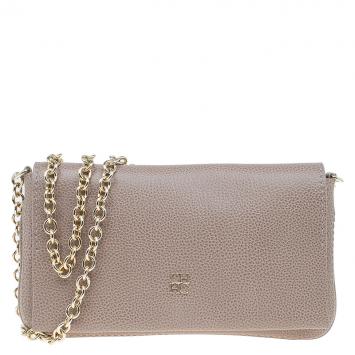 Pre Owned Carolina Herrera Beige Leather Chain Clutch