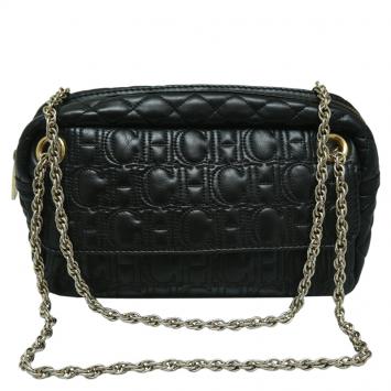 Pre Owned Carolina Herrera Black Quilted Leather Chain Shoulder Bag
