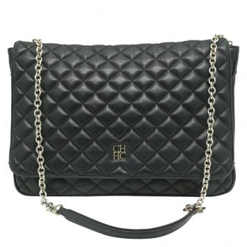 Pre Owned Carolina Herrera Black Quilted Leather Flap Bag