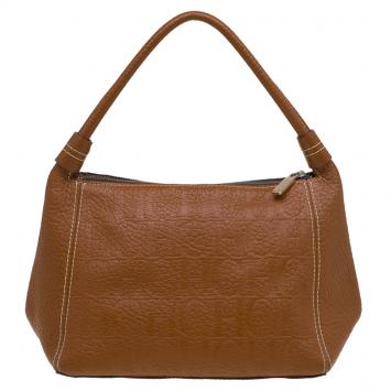 Pre Owned Carolina Herrera Brown Monogram Leather Shoulder Bag