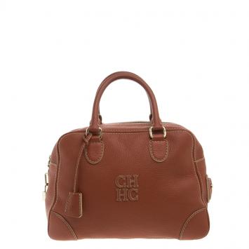 Pre Owned Carolina Herrera Copper Brown Leather Satchel