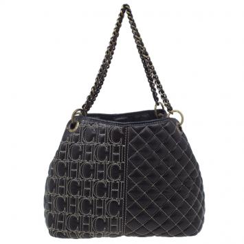 Pre Owned Carolina Herrera Brown Leather Quilted Tote