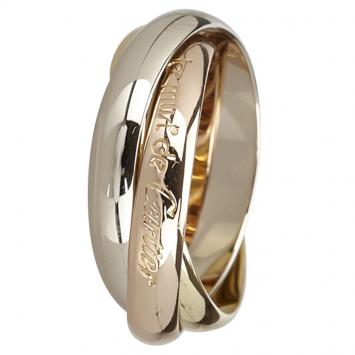 Pre Owned Cartier Trinity 18K 3-Tone Gold Large Model Ring Size 54