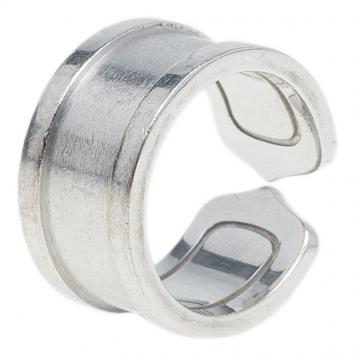 Pre Owned Cartier Double C White Gold Band Ring Size 47