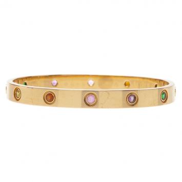 Pre Owned Cartier Love Coloured Stones Rose Gold Bracelet 16 cm