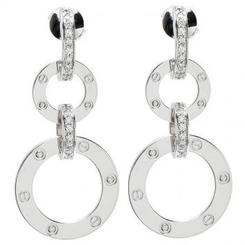 Pre Owned Cartier Love Diamond White Gold Dangling Earrings