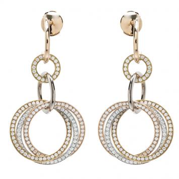 Pre Owned Cartier Trinity Diamond Pavé Three Tone Gold Crash Earrings