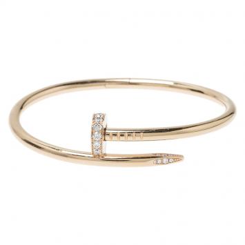 Pre Owned Cartier Juste Un Clou Diamond Rose Gold Bracelet Size 16