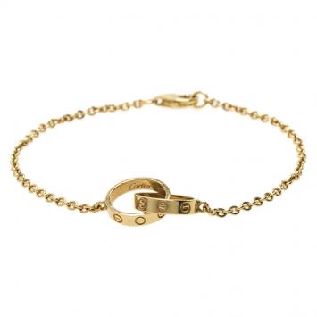 Pre Owned Cartier Love 2 Hoops Yellow Gold Bracelet