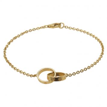 Pre Owned Cartier Love 2 Hoops Gold Chain Bracelet