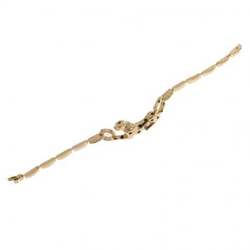 Pre Owned Cartier Panthere de Cartier Lacquer, Garnet, Onyx and Diamond Yellow Gold Bracelet 