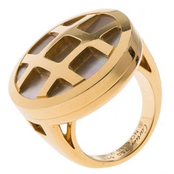 Pre Owned Cartier Pasha Mother of Pearl 18K Yellow Gold Ring Size 51