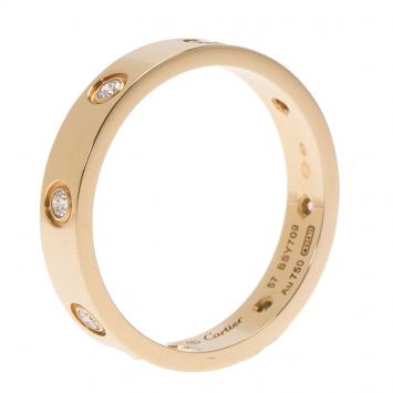 Pre Owned Cartier Love Diamonds Rose Gold Wedding Band Ring Size 57