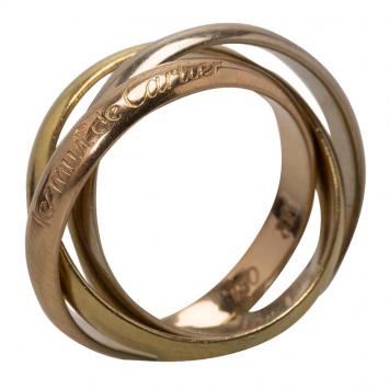 Pre Owned Cartier Vintage Le Must De Cartier Trinity Three Tone 18k Gold Band Ring Size 51