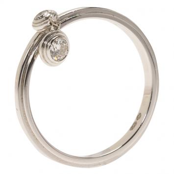 Pre Owned Cartier Diamants Légers De Cartier Diamond & White Gold Ring Size 52