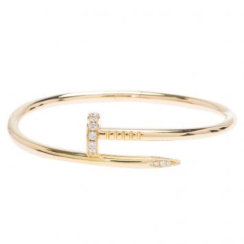 Pre Owned Cartier Juste Un Clou Diamonds & Rose Gold Bracelet 17cm