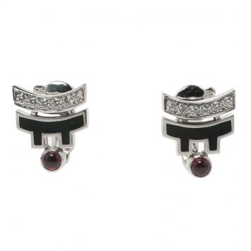 مملوكة مسبقًا Cartier Le Baiser du Dragon Ruby Diamond & Lacquer White Gold Stud Earrings