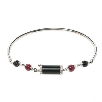 Pre Owned Cartier Le Baiser du Dragon Diamond, Ruby & Onyx White Gold Bracelet 18cm