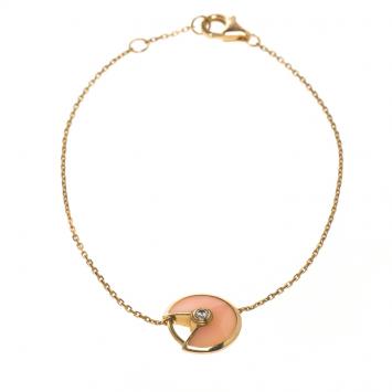 Pre Owned Cartier Amulette De Cartier Pink Opal & Diamond 18k Rose Gold Bracelet