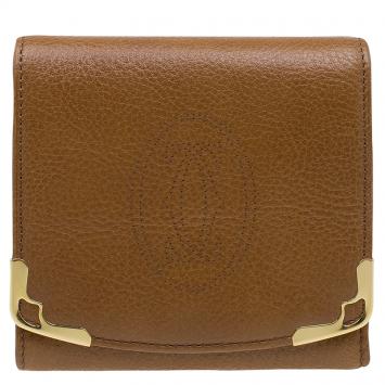 Pre Owned Cartier Tan Leather Marcello Tri-fold Wallet
