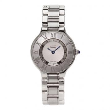 Pre Owned Cartier Silver Stainless Steel Must 21 Women's Wristwatch 27MM