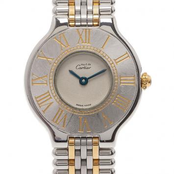 Pre Owned Cartier Grey Stainless Steel Must 21 Women's Wristwatch 28MM