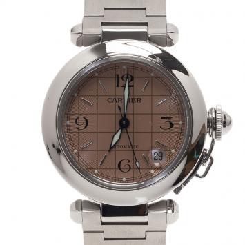 مملوكة مسبقًا Cartier Salmon Pink Stainless Steel Pasha C Women's Wristwatch 35MM