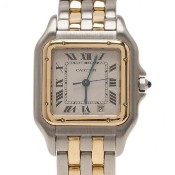 Pre Owned Cartier Tank Stainless Steel 18 K Yellow Gold Women's Wristwatch 27 MM