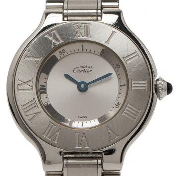 Pre Owned Cartier Silver Stainless Steel Must 21 Women's Wristwatch 30MM