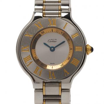 Pre Owned Cartier Silver Gold-Plated Stainless Steel Must 21 Women's Wristwatch 30MM