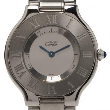Pre Owned Cartier Silver Stainless Steel Must 21 Women's Wristwatch 33MM