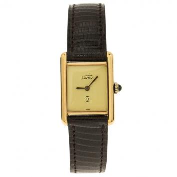 Pre Owned Cartier Cream Gold-Plated Silver Must De Vintage Women's Wristwatch 20MM