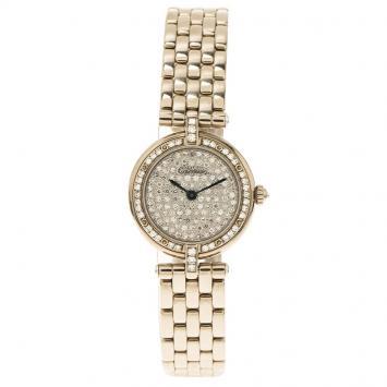 Pre Owned Cartier Diamond 18K White Gold Panthere Women's Wristwatch 24MM