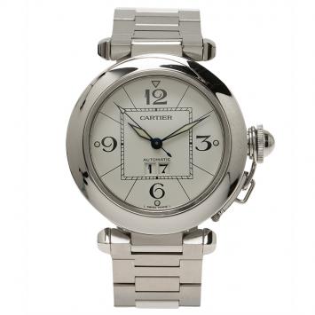 Pre Owned Cartier White Stainless Steel Pasha C Unisex Wristwatch 36MM