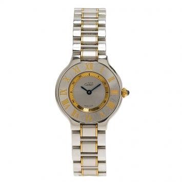 Pre Owned Cartier Silver Stainless Steel Must 21 Women's Wristwatch 28MM