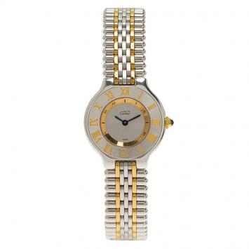 Pre Owned Cartier Silver Stainless Steel Must 21 Women's Wristwatch 28MM