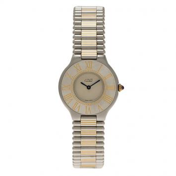 Pre Owned Cartier Ivory Stainless Steel Must 21 Women's Wristwatch 30MM