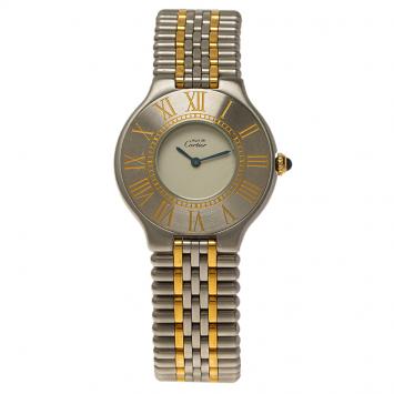 Pre Owned Cartier Ivory Stainless Steel Must 21 Women's Wristwatch 31MM