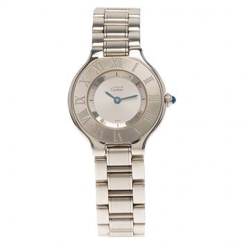 Pre Owned Cartier Silver Stainless Steel Must 21 Women's Wristwatch 28MM