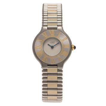 Pre Owned Cartier Ivory Stainless Steel Must 21 Women's Wristwatch 28MM