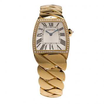 Pre Owned Cartier Silver 18K Yellow Gold La Dona Women's Wristwatch 29MM