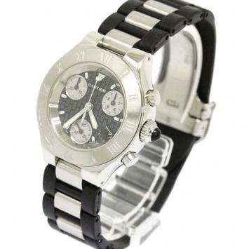 Pre Owned Cartier Black Stainless Steel Must 21 Women's Wristwatch 32MM