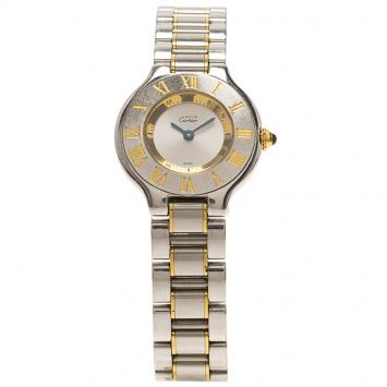 Pre Owned Cartier Grey Stainless Steel Must 21 Women's Wristwatch 28MM