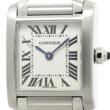 Pre Owned Cartier White Stainless Steel Tank Francaise Women's Wristwatch 20MM