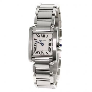 Pre Owned Cartier White Stainless Steel Tank Francaise Women's Wristwatch 20MM