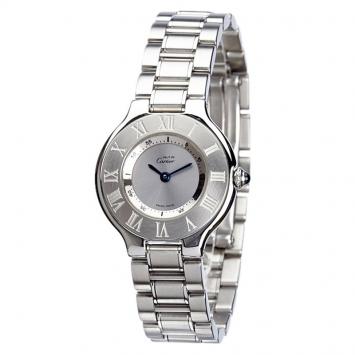 Pre Owned Cartier Silver Stainless Steel Must 21 Women's Wristwatch 28MM
