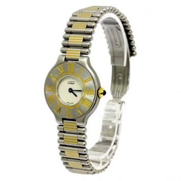 Pre Owned Cartier White Stainless Steel Must 21 Women's Wristwatch 28MM